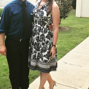 Eliza J cotton midi floral damask sundress